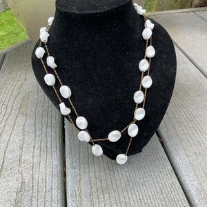 Vintage White Lucite and gold double strand Necklace